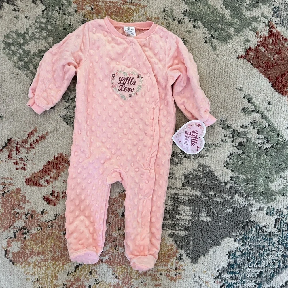 New Little Beginnings ‘Little Love’ Girl Soft Luxury snap footies sleep &Play